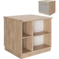 Vicco Keukeneiland Fame-Line GrijsBeige 90 cm met lade, zonder werkblad, Model 50528