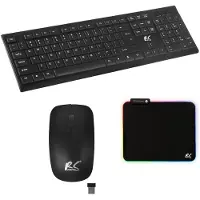 NanoRS RS580 COMBO - Draadloos toetsenbord met muis en muismat - LED RGB - 1200 DPI - Zwart