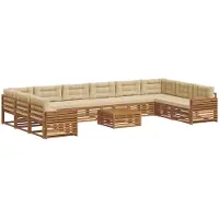 vidaXL Sofa-Sets 11 st Natuurlijk en Beige Massief Acacia Hout