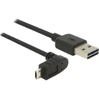 DeLOCK Easy-Micro USB haaks (boven/beneden) naar Easy-USB-A kabel - USB2.0 - tot 2A / zwart - 3 meter