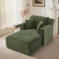 MODFU Chaise Longue Slaapbank - Comfortabele Vulling - Ruimtebesparend - Modern - Woonkamer Of Kantoor - Cordstof - Groen