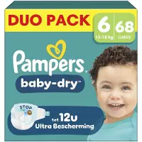 Pampers Baby-Dry Maat 6 - 68 Luiers - 13kg-18kg - Tot 100% lekvrij & comfortabele nacht