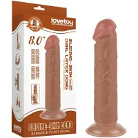 Lovetoy - Sliding Skin Dildo 20 cm (Ø 3,8 cm) - Bruin