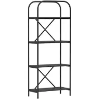 vidaXL Boekenplank 4-laags 60 x 30 x 146 cm Bewerkt hout Zwart Eiken