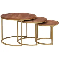 vidaXL Nesting Koffietafels 3 pcs Massief mangohout en staal