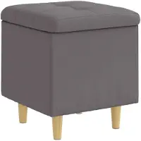 vidaXL - Opslagottoman - met - kussen - Grijs - 40 - x - 40 - x - 45 - cm - Kunstleer