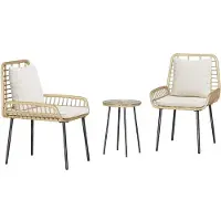 vidaXL Tuinset, 3-delig, bruin en crème, van polyrotan
