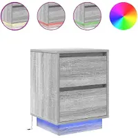 vidaXL Nachtkastje met LED-verlichting 38x34x50 cm grijs sonoma