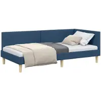 vidaXL Hoek Bed Frame Blauw 80 cm x 200 cm Stof en multiplex
