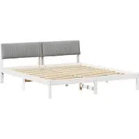 vidaXL Bedframe Wit en lichtgrijs 180 x 200 cm Massief grenenhout