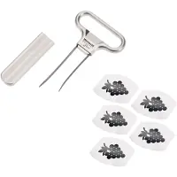 Westmark wijnset, 6-delig, 1 ontkurker/herkurker met flesopener Ah-So, Monopol-editie + 5 wijnschenktuiten Safety, staal/gegoten zink/PET, mat/zilver/zwart, 628533E7