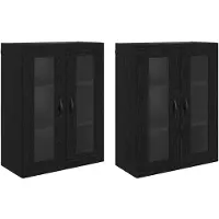 vidaXL Wandkasten 2 st Zwart Eiken 69,5 x 34 x 90 cm Bewerkt hout