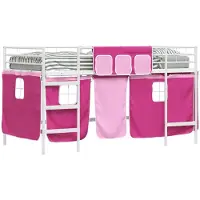 vidaXL Bunkbed voor kinderen met gordijnen Wit en roze 80 x 200 cm