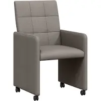 vidaXL - Eetkamerstoelen - met - wielen - 2 - st - Stof - Taupe - 58 - x - 65 - x - 94 - cm