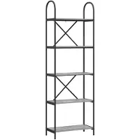 vidaXL Boekenplank 5-laags 60 x 30 x 183 cm Bewerkt hout Grijs Sonoma