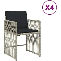 vidaXL Tuinstoelen met kussens, 4 stuks, lichtgrijs, polyrotan