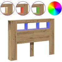 vidaXL Hoofdeinde met LED 140x18,5x103,5 cm hout artisanaal eikenkleur