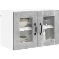 vidaXL Wandglas Kasten PORTO Beton Grijs 60 x 31 x 40 cm Bewerkt hout