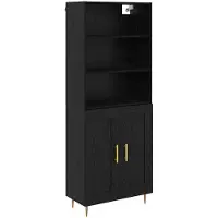 vidaXL Highboard Zwart Eiken 69,5 x 34 x 180 cm Bewerkt hout