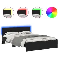 vidaXL Bedframe met hoofdeinde Zwart Eiken 150 x 200 cm Bewerkt hout