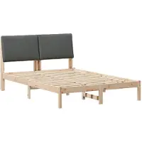 vidaXL Bedframe Bruin en donkergrijs 150 x 200 cm Massief grenenhout