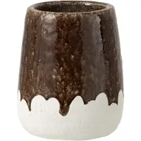 J-Line bloempot 2 Delig - keramiek - wit/bruin - large