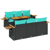 vidaXL 7-delige Loungeset met kussens poly rattan zwart
