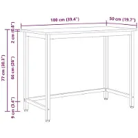 vidaXL Tafel Naturel 100 x 50 x 77 cm Engineered hout en staal