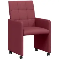 vidaXL Eetkamerstoelen met wielen 2 pcs Wijnrood 58 x 65 x 94 cm Stof