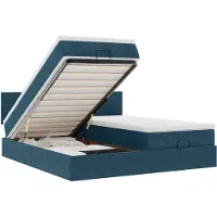 vidaXL Ottoman bed met matrassen 160x200cm fluweel donkerblauw