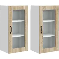 vidaXL Wandglas Kasten PORTO 2 pcs Sonoma Eik Bewerkt hout