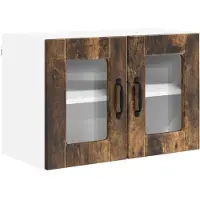 vidaXL Wandglas Kasten PORTO Rook Eiken 60 x 31 x 40 cm Bewerkt hout