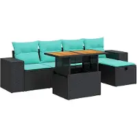 vidaXL 6-delige Loungeset met kussens poly rattan acacia bruin