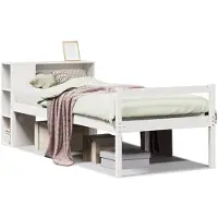 vidaXL Bed met boekenkast zonder matras grenenhout wit 75x190 cm