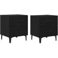 vidaXL - Bedkast - 2 - st - Zwart - Eiken - 40 - x - 35 - x - 47,5 - cm - Bewerkt - hout
