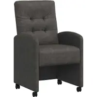 vidaXL - Eetkamerstoelen - met - wielen - 2 - st - Kunstleer - Zwart - 58 - x - 67 - x - 97 - cm