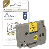 MediaRange Label Tape Cartridge, Replacing Brother TZ-621/TZe-621, 9mm, 8m, Laminated and Permanent Adhesive, Black on Yellow - 3 stuks