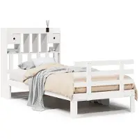 vidaXL Bed met boekenkast zonder matras grenenhout wit 75x190 cm