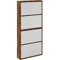 vidaXL Schoenenkast met spiegel 4-laags 63x17x134 cm gerookt eiken
