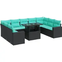 vidaXL 10-delige Loungeset met kussens poly rattan acacia zwart