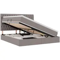 vidaXL LED opbergbed met matras Taupe 160 x 200 cm Stof
