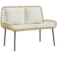 vidaXL Tuinbank Bruin en Crème poly rattan