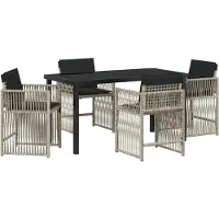 vidaXL Tuin Eettafel Set 5 st Lichtgrijs poly rattan