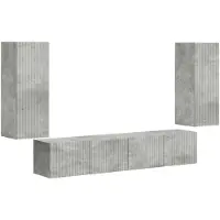 vidaXL Tv Wandkast Set 4 st Beton Grijs Bewerkt hout