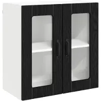 vidaXL Wandglas Kasten LUCCA Zwart eiken 60 x 31 x 60 cm Bewerkt hout