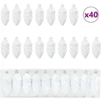 vidaXL Kerstdennenappelbal 40 st Wit 4 x 9 cm Kunststof