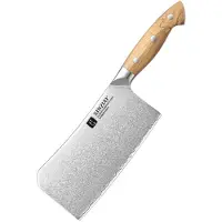 Xinzuo X02O Pin Series Hakmes 17,5 cm – Professioneel Keukenmes – Olijfhouten Handvat – 3-Laags Composietstaal met Stonewash Afwerking