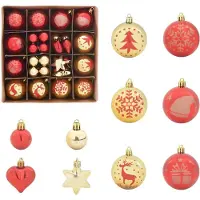 vidaXL Kerstbal Set 40 pcs Goud en rood Kunststof