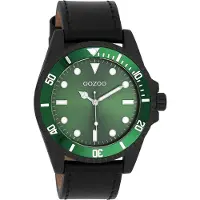 Oozoo Timepieces - Zwarte horloge met zwarte leren band - C11117