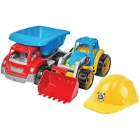 Paradiso Toys Dump truck + Big Tractor Loader + Helmet